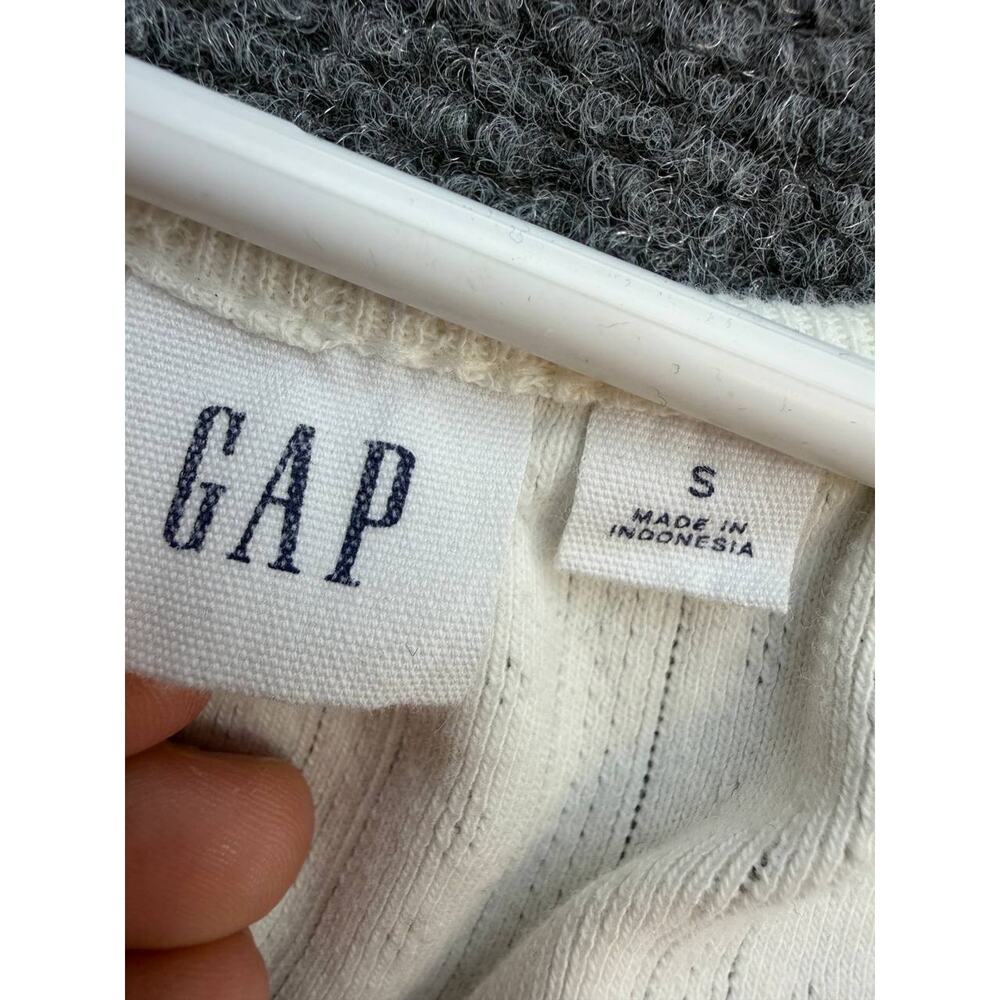 Gap Women's Ivory Pointelle Knit V-Neck Short Sleeve Top Size S - Picture 2 of 6